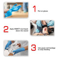 First aid steps for bleeding control kit used by first responders, firefighters, police