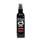 Black spray bottle of All Natural Stache Wash with skull helmet logo for beard care