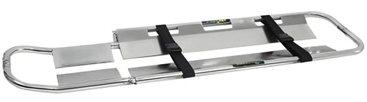 Aluminum medical scoop stretcher with black straps for LINE2design emergency medical use