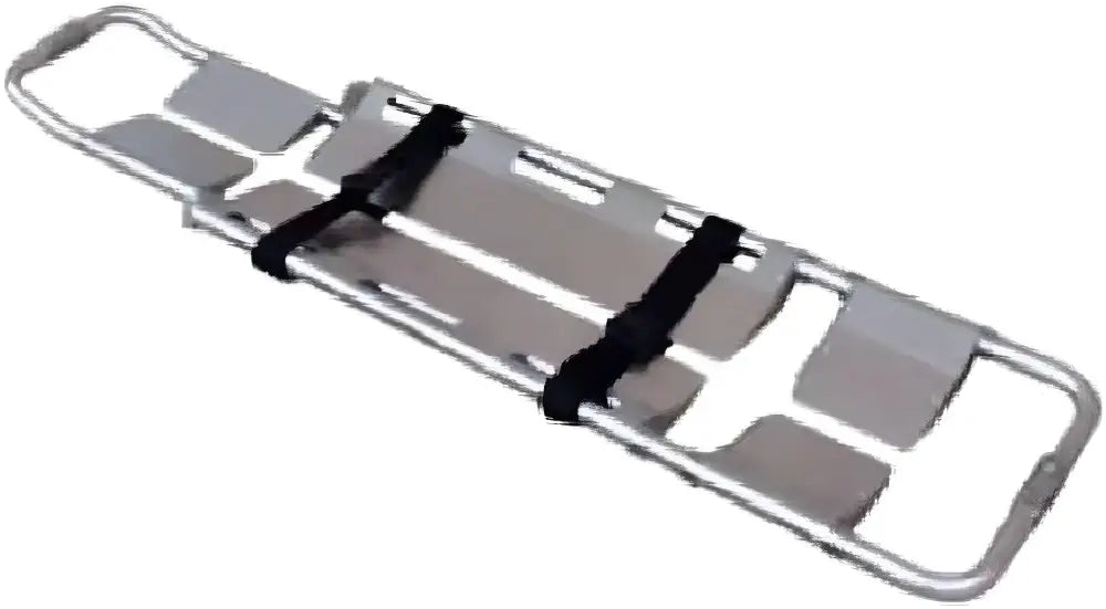 Aluminum medical scoop stretcher with patient restraint straps by Line2design for emergencies