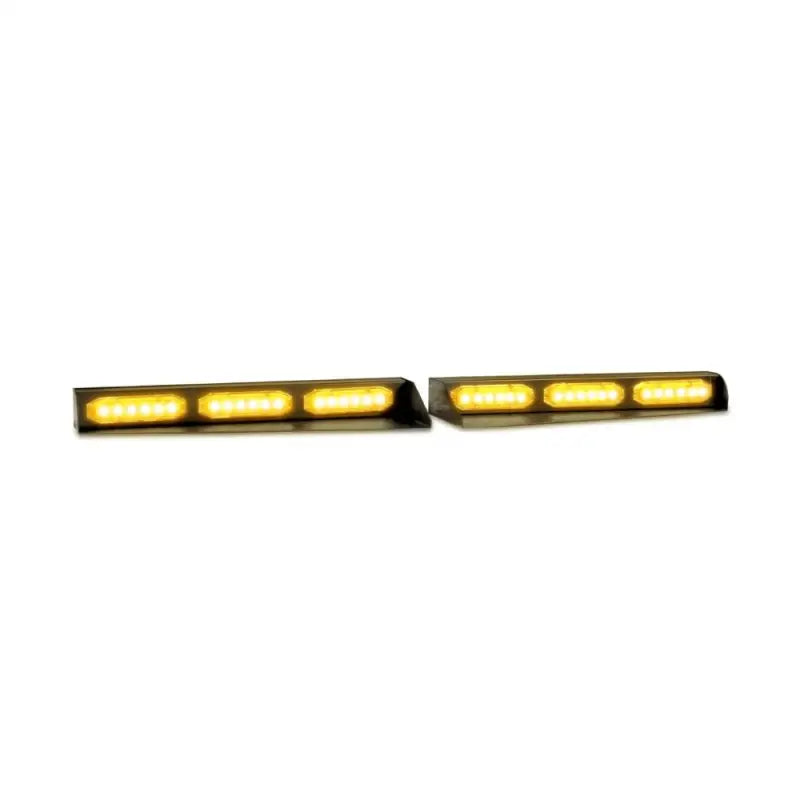 Amber LED warning lights on UBL U-Lite Visor Bar Mini for enhanced vehicle safety