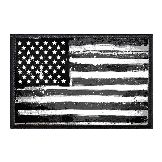 American Flag - Black and White - Distressed - Patch - Patch