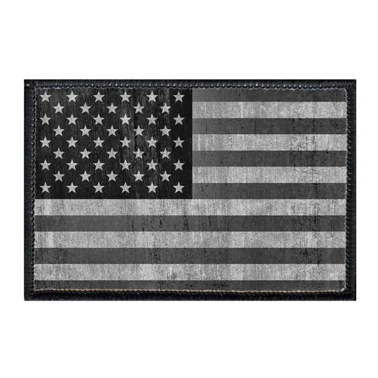 American Flag - Black and White - Distressed - Patch - Patch