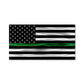 Firefighter American Flag with black and white stripes and green line - military style design