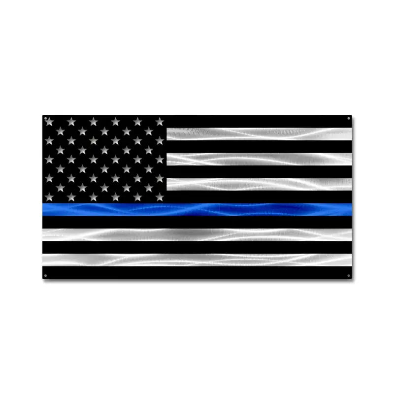 Firefighter American Flag featuring a thin blue line, symbolizing red silver blue pride