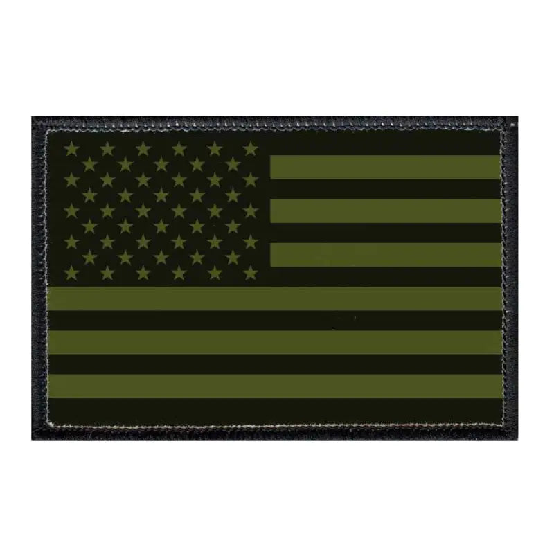 Military Green American Flag Patch with Velcro Loop Surface in Olive Drab and Black