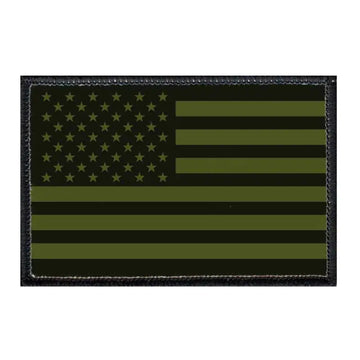 Military Green American Flag Patch with Velcro Loop Surface in Olive Drab and Black