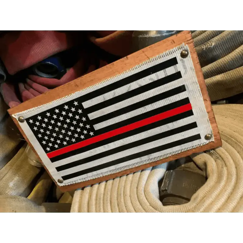 American flag patch with black and white stripes and red stripe for hose flag sign