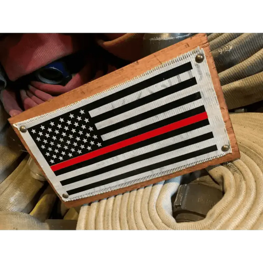 American flag patch with black and white stripes and red stripe for hose flag sign