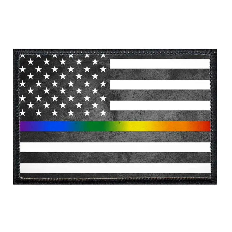 American Flag patch with rainbow stripe for velcro® loop surface pull patch design