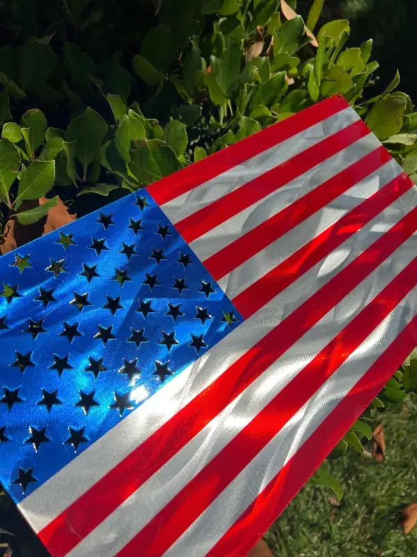 Firefighter American Flag featuring red stripes, blue field, and gold line for dispatch