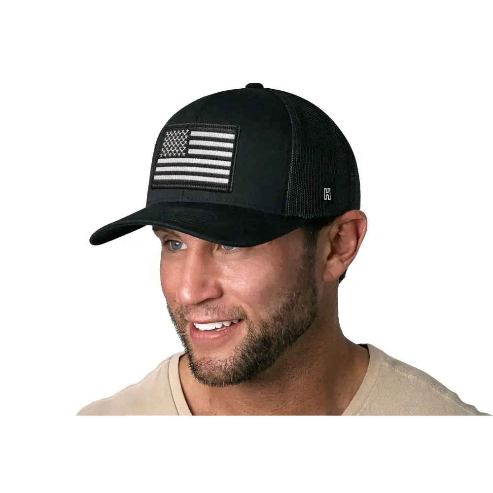 Chief Miller Trucker Hat American Flag Trucker Hat  |  Black USA Snapback Apparel