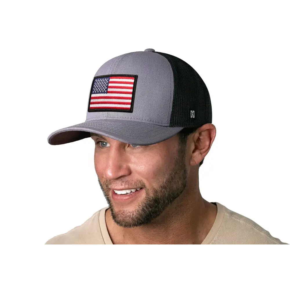 American Flag Trucker Hat | Gray Black USA Snapback - Chief Miller Apparel