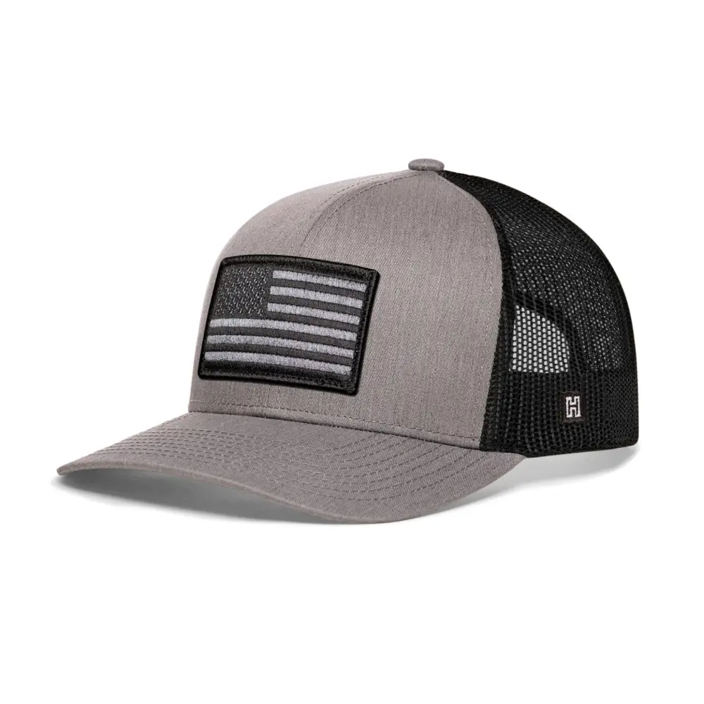 Chief Miller Trucker Hat American Flag Trucker Hat  |  Gray Black USA Snapback Apparel