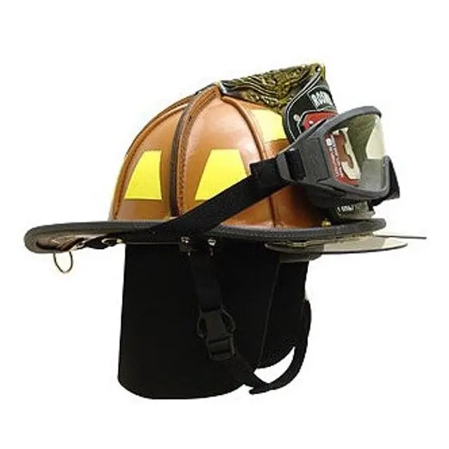 American Heritage Leather Helmet with ESS FirePro 1971 Goggles and Flip Down Eye Shields - Chief Miller Apparel