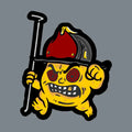 Angry cartoon firefighter leather patch featuring Backdraft Bastard design for first responders