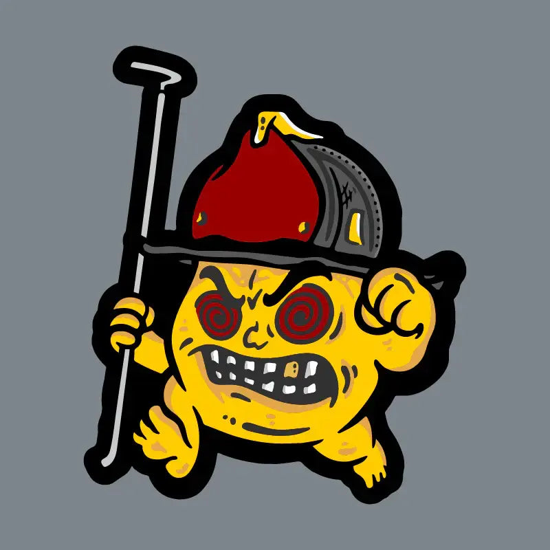 Angry cartoon firefighter leather patch featuring Backdraft Bastard design for first responders