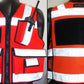 Red ANSI II Incident Commander Vest with reflective stripes and cord lock pockets