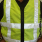 High visibility adjustable vest in fluorescent green meets ANSI Class II requirements