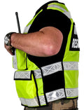 High visibility vest with reflective stripes and radio for ODOT Incident Command use
