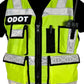 High visibility vest featuring ODOT lettering and reflective stripes for incident command