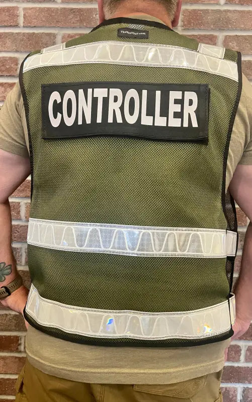 Olive green ODOT Incident Command Vest with reflective stripes and CONTROLLER text