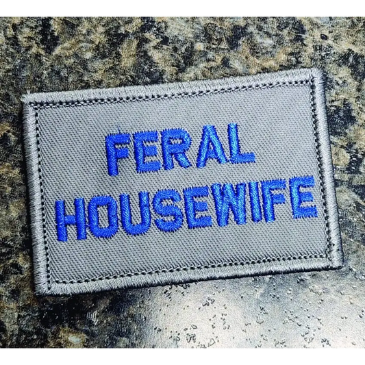 As Seen on Socials - Feral Housewife - 2x3 Patch - Gray w/Blue - Patches