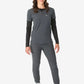 Athletic two-tone grey women’s long-sleeve underscrub with matching pants