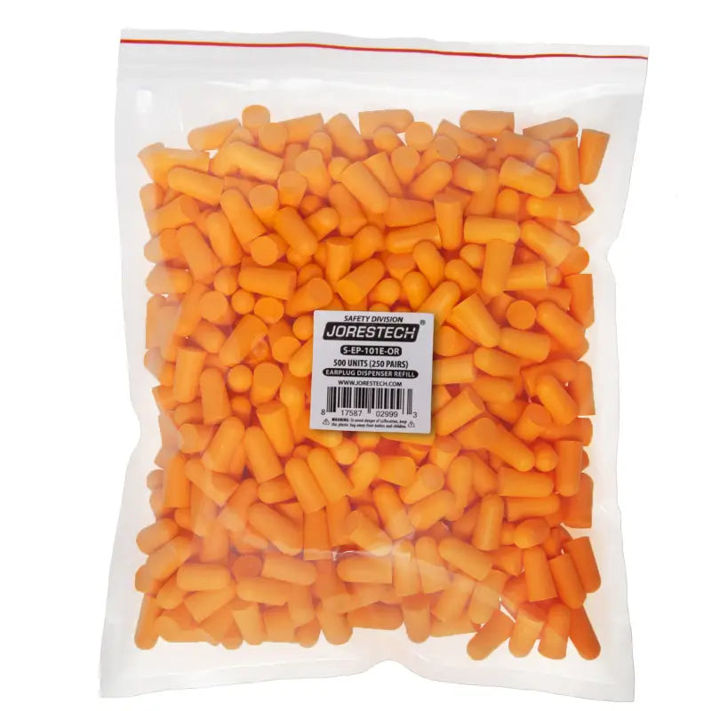 Bag of orange 32dB NRR Soft Foam Earplugs, perfect foam earplugs refill for dispensers