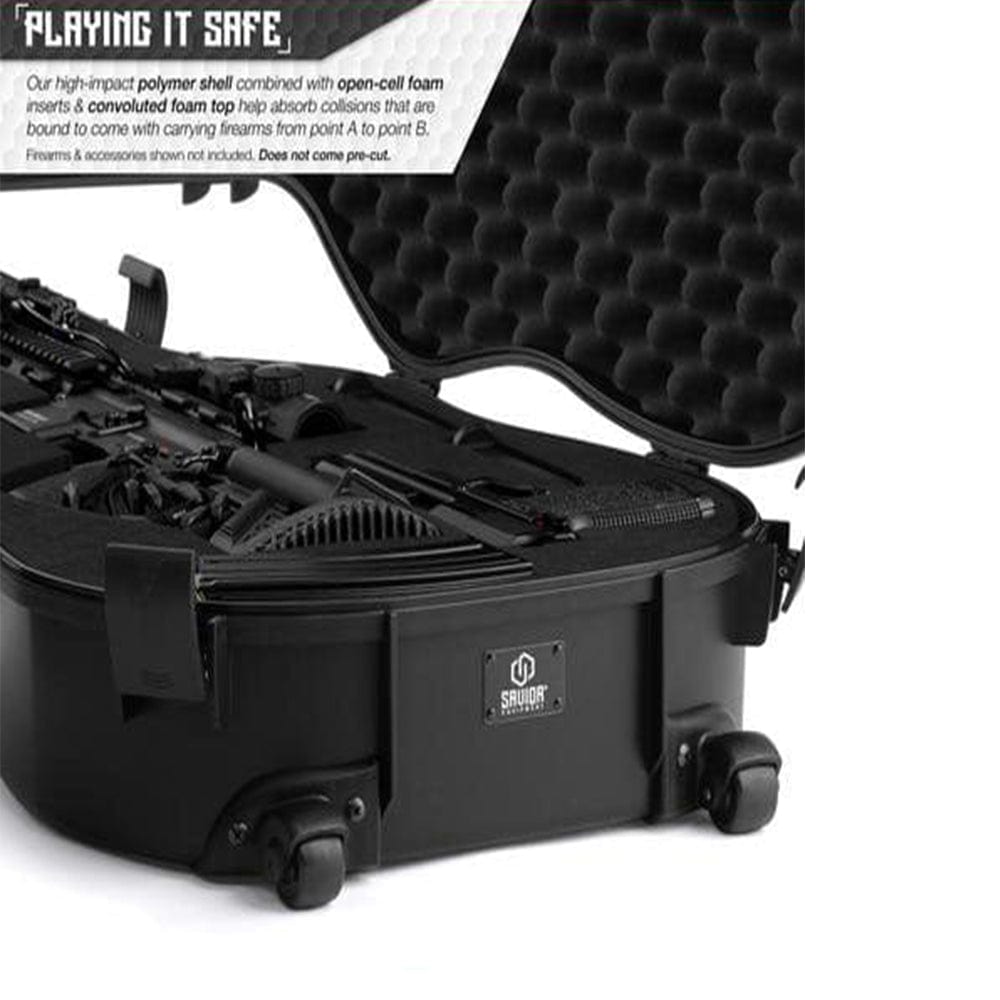 Open view of the Tactical Discreet Guitar Case highlighting its custom foam rifle case interior with modular storage.