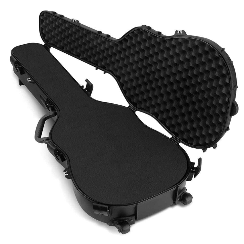Complete view of the Tactical Discreet Guitar Case, focusing on its features as a custom foam rifle case.