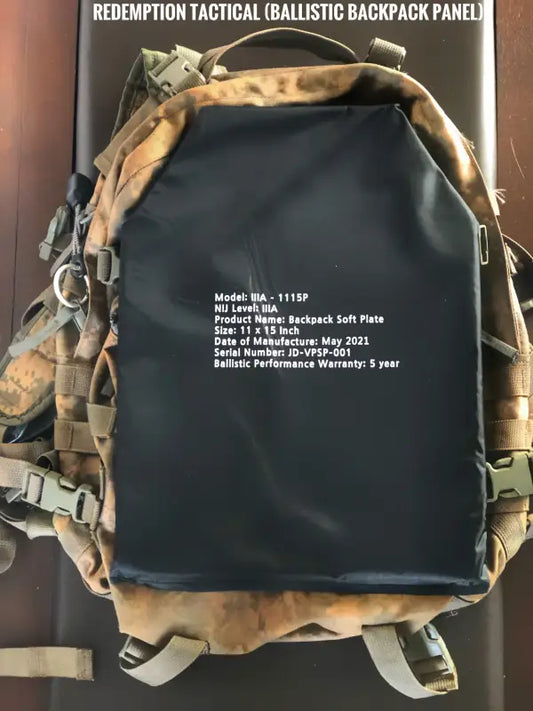 Ballistic backpack soft plate for body armor protection NIJ Level IIIA by Redemption Tactical