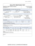 Ballistic resistance test report for YM1 YL1 Body Armor Plate Level RF1 III