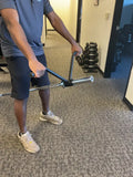 Weightlifting bar with angled handles using SFE Landmine Handle for versatile workouts