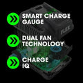 Battery charger with smart features for FLEX FX0411-1A 2.5Ah Lithium Starter Kit