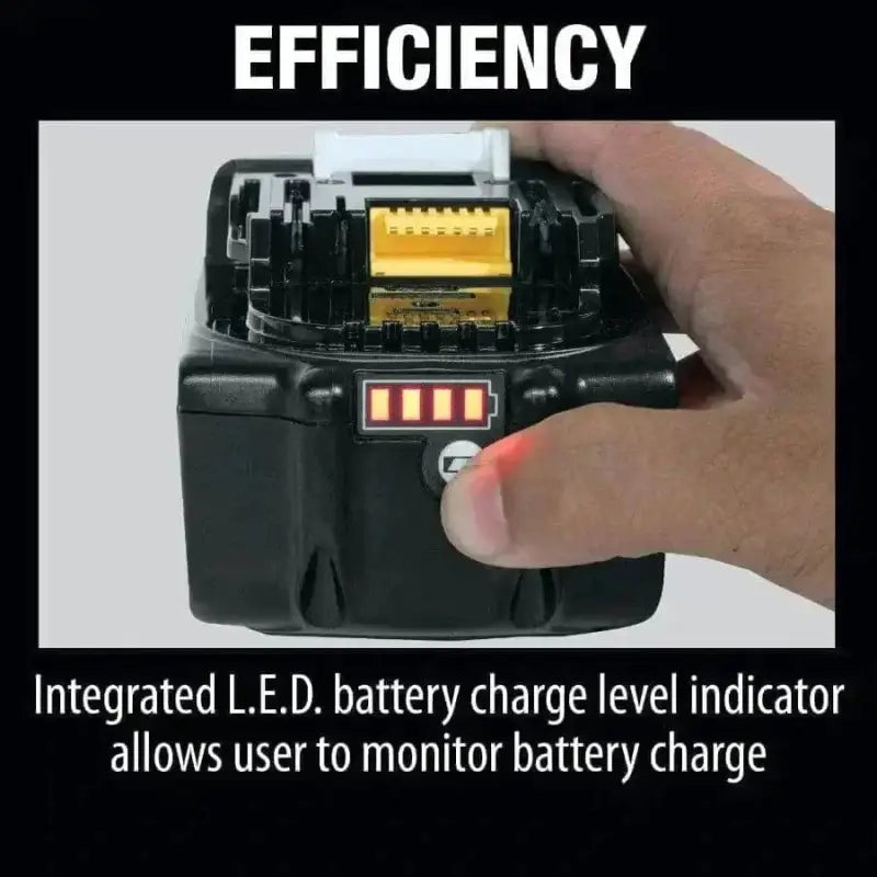 Makita BL1840BDC2 18V lithium-ion battery with LED charge level and Rapid Optimum Charger