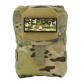 Military-style camouflage outer empty pouch with REFUGE patch in Coyote Tan kit