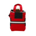 Red insulated lunch bag with black accents and handle for BearFAK 3.0 IFAK kit with outer empty pouch