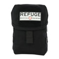 Black medical training pouch with REFUGE logo on BearFAK 3.0 kit in coyote tan outer empty pouch
