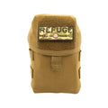 Tan tactical pouch with REFUGE patch on BearFAK 3.0 IFAK in Coyote Tan with outer empty pouch
