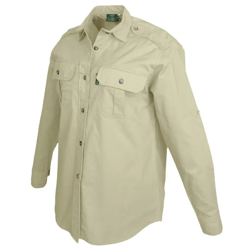 Beige Safari Trail Shirt for Women with Chest Pockets and Long Sleeves for Outdoor Gear