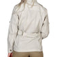 Beige Safari Jacket for Women featuring a belt, button details, and functional Swiss tabs