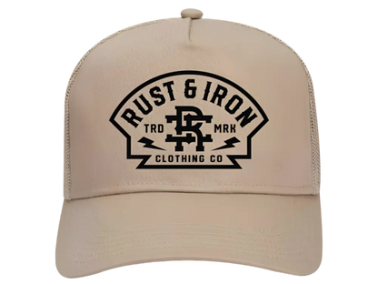 Beige Knox Hat featuring a black Rust & Iron Clothing Co. logo patch for first responders