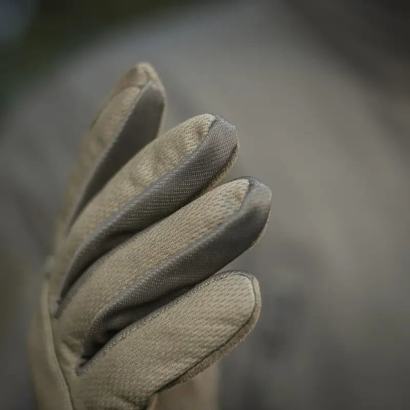 Beige M-Tac Gloves Scout Tactical with textured fingertips and genuine leather design