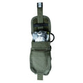 Military-style olive green empty pouch with MOLLE straps for Belt Kit use