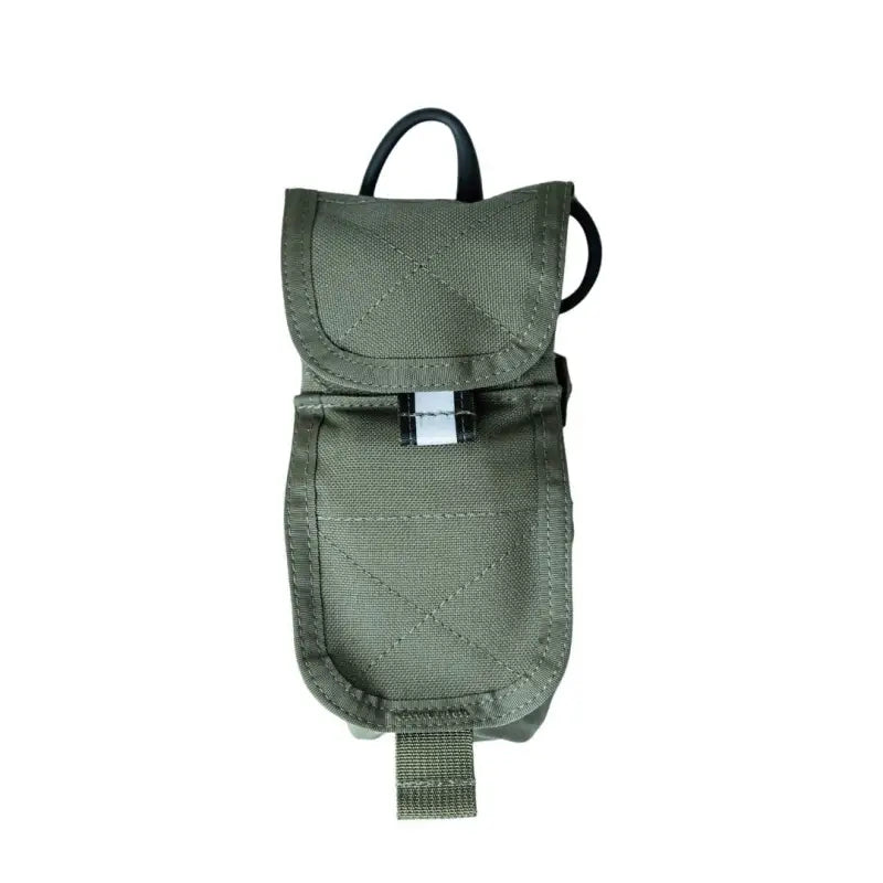 Military-style olive green empty pouch with buckle closure for Belt Kit