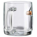 Clear glass BenShot Coffee Mug with a bullet embedded, perfect for coffee lovers