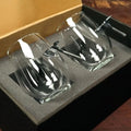 Two clear rocks glasses in foam padding for BenShot Fire Axe Glass - Maltese Cross
