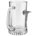 Clear glass beer mug with hammer handle design from BenShot Fire Axe Glasses