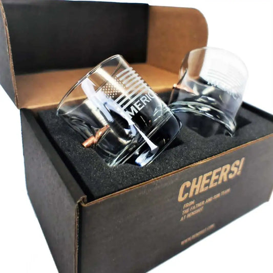 Glass wine aerator set in a black gift box from BenShot Gift Sets for 11oz rocks glass